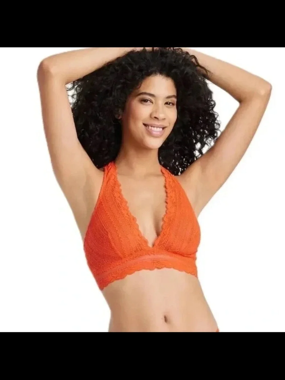 Auden Bright Orange High Apex Racerback Lace Bralette – XS